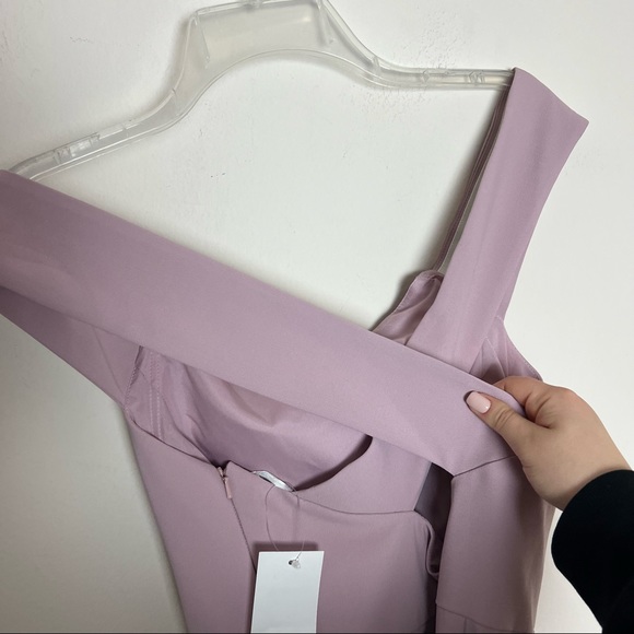 NWT Dessy Collection Larkspur 2987 Suede Rose Off the Shoulder Cross Dre… - Picture 7 of 11